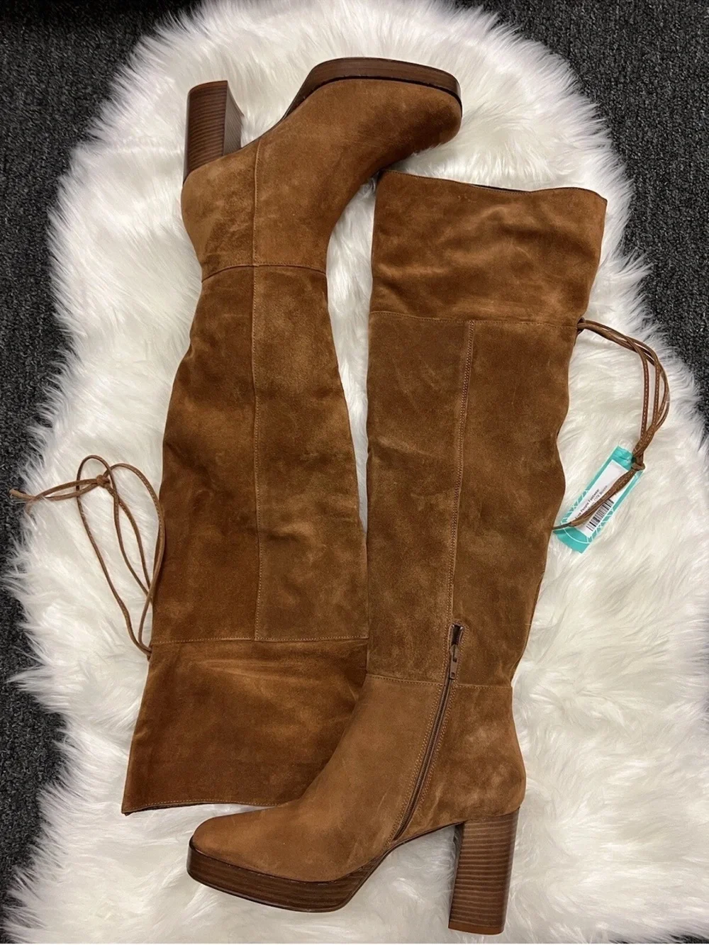 Free People Tall Suede Over-the-Knee Boots in Camel Tan